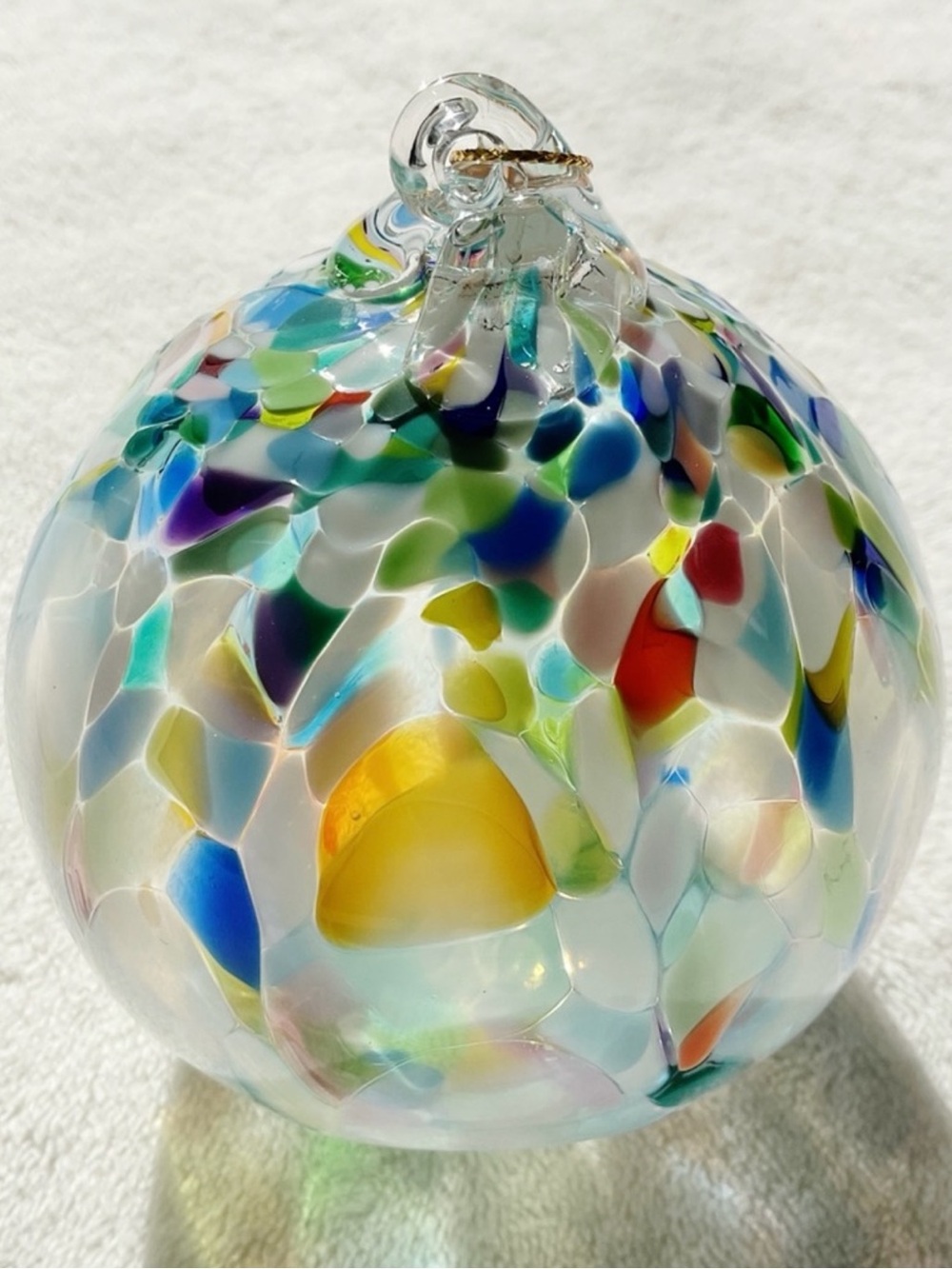 Hand Blown Art Glass Confetti Ornament Bar Harbor Maine USA